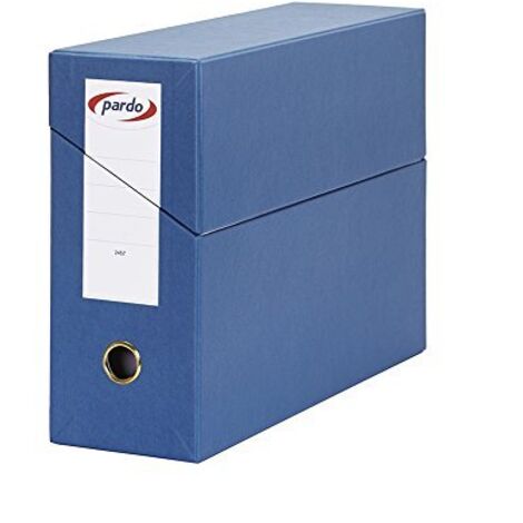 Caja transferencia pardo folio forrado extra doble lomo 80 mm estuche interior con tarjetero azul