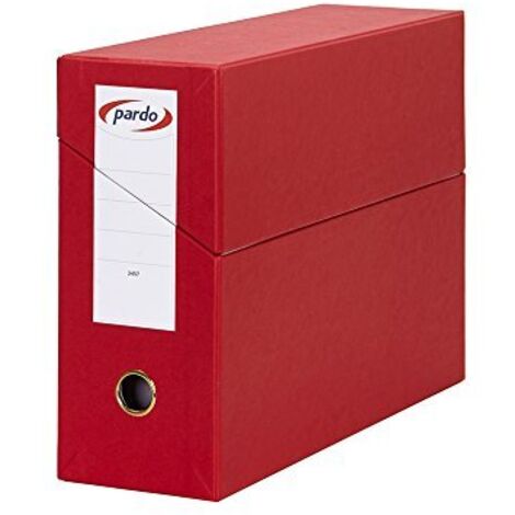 Caja transferencia pardo folio forrado extra doble lomo 80 mm estuche interior con tarjetero roja