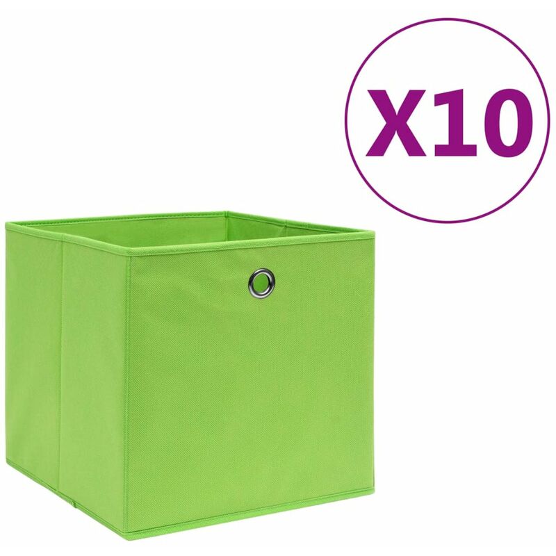 

Cajas de almacenaje 10 uds textil no tejido 28x28x28 cm verde