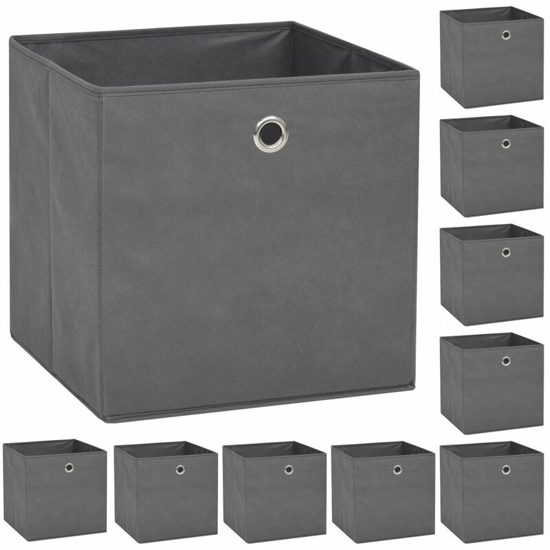 

Cajas de almacenaje 10 uds textil no tejido 32x32x32 cm gris