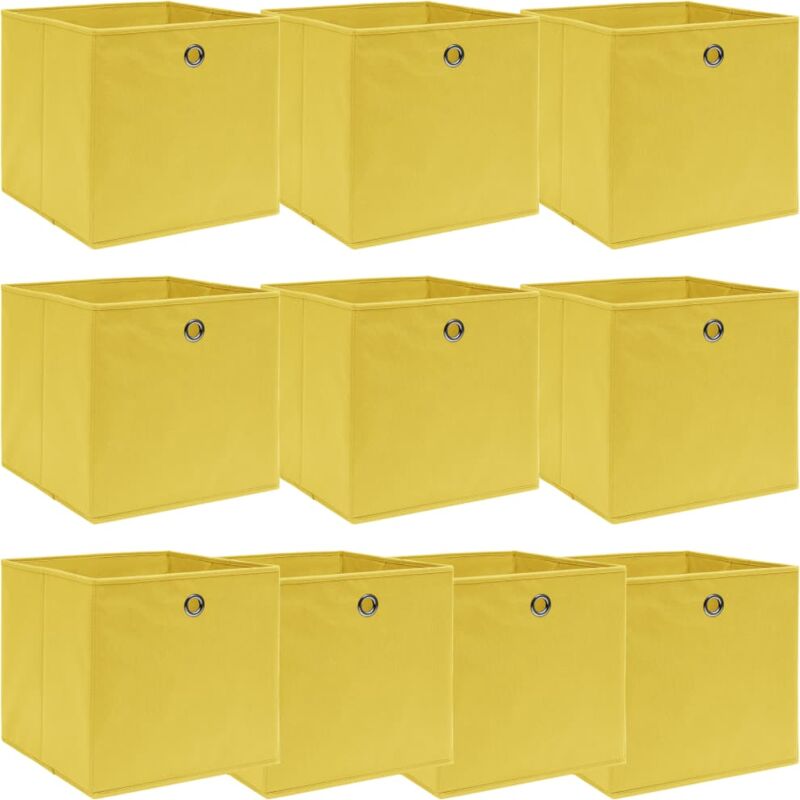 

vidaXL Cajas de almacenaje 10 unidades tela amarillo 32x32x32 cm - Amarillo