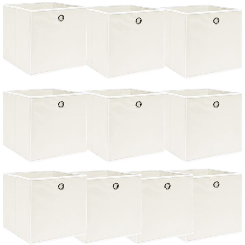 

vidaXL Cajas de almacenaje 10 unidades tela blanco 32x32x32 cm - Blanco