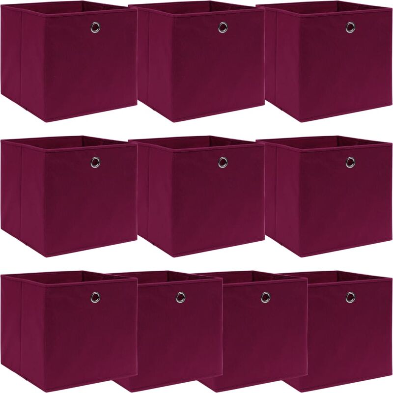 

Cajas de almacenaje 10 unidades tela rojo oscuro 32x32x32 cm