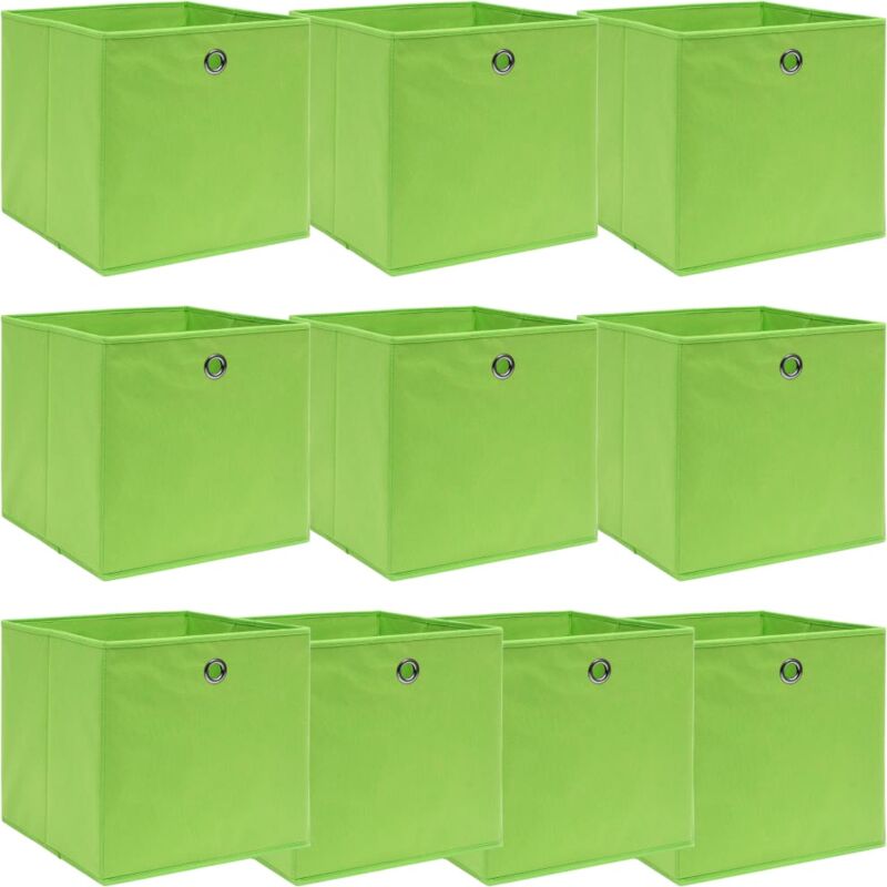 

vidaXL Cajas de almacenaje 10 unidades tela verde 32x32x32 cm - Verde