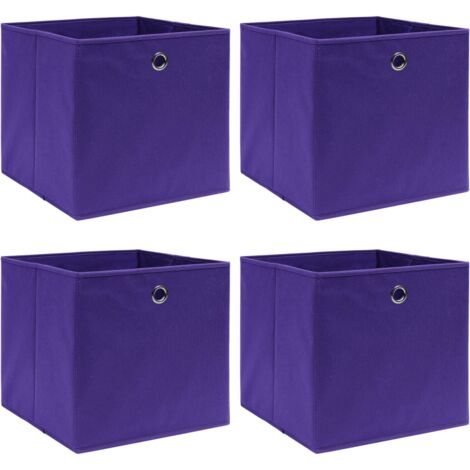 vidaXL 4x Cajas de Almacenaje con Tapas Tela Organizador Almacenar Multicolor