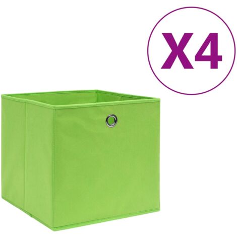 Cajas de almacenaje 4 uds tela no tejida verde 28x28x28 cm