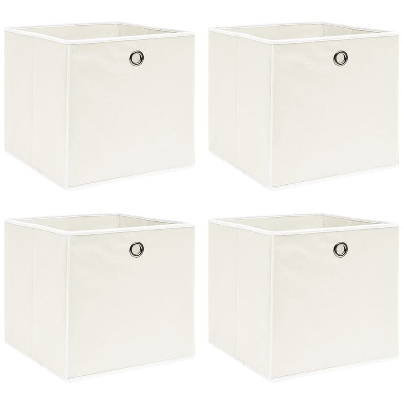 

Cajas de almacenaje 4 unidades tela blanco 32x32x32 cm