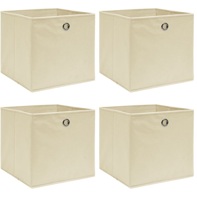 

vidaXL Cajas de almacenaje 4 unidades tela crema 32x32x32 cm - Crema