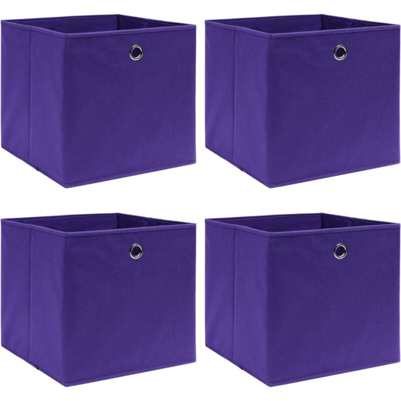 

vidaXL Cajas de almacenaje 4 unidades tela morado 32x32x32 cm - Púrpura