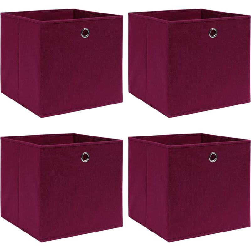 

Cajas de almacenaje 4 unidades tela rojo oscuro 32x32x32 cm - Rojo