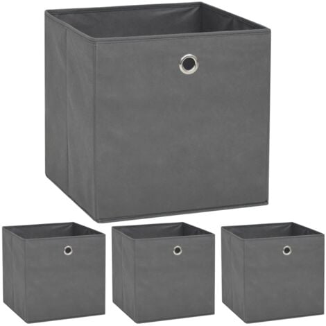 Cajas de almacenaje 4 unidades textil no tejido 32x32x32cm gris vidaXL