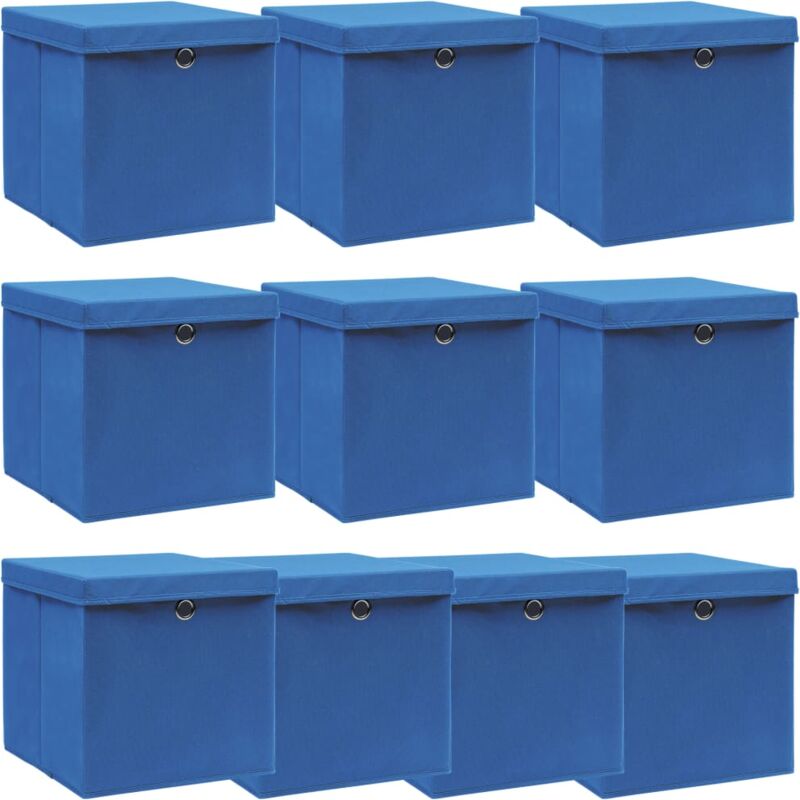 

Cajas de almacenaje con tapa 10 uds tela 32x32x32 cm azul - Azul - Vidaxl