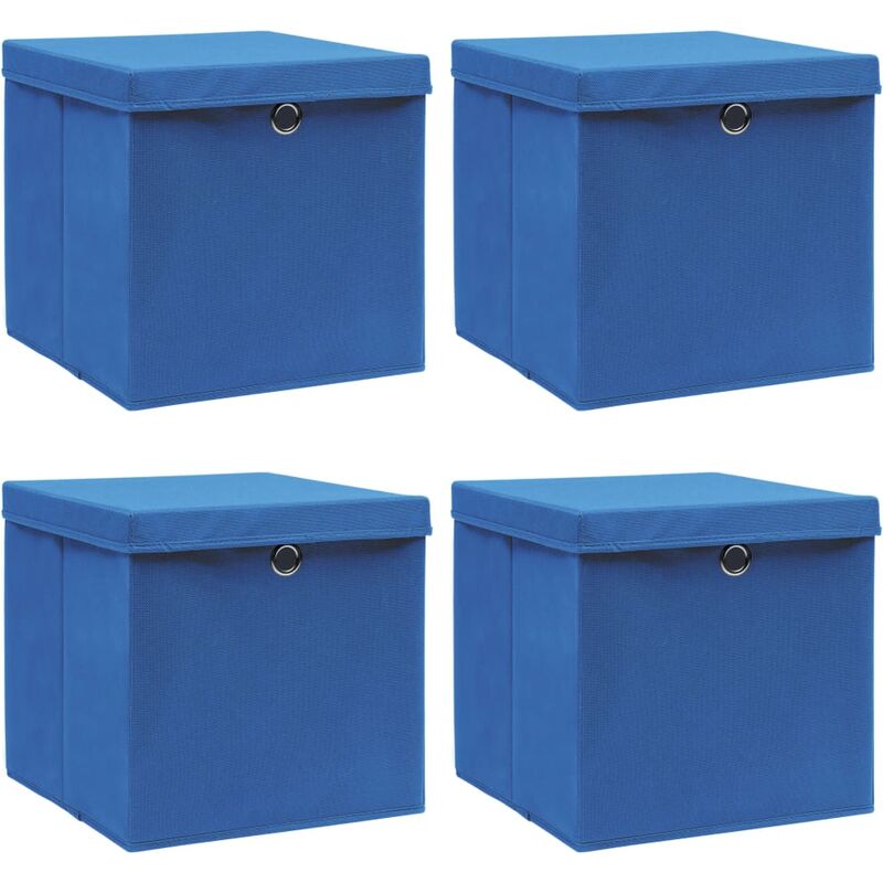 

Cajas de almacenaje con tapa 4 uds tela azul 32x32x32 cm