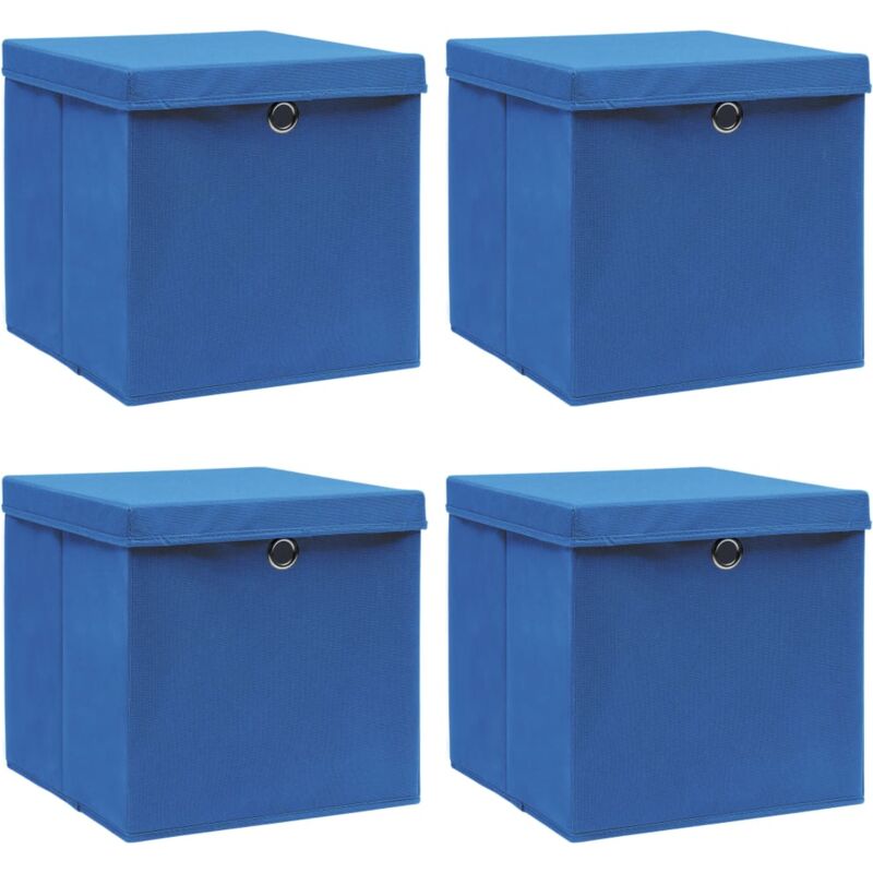 

vidaXL Cajas de almacenaje con tapa 4 uds tela azul 32x32x32 cm - Azul