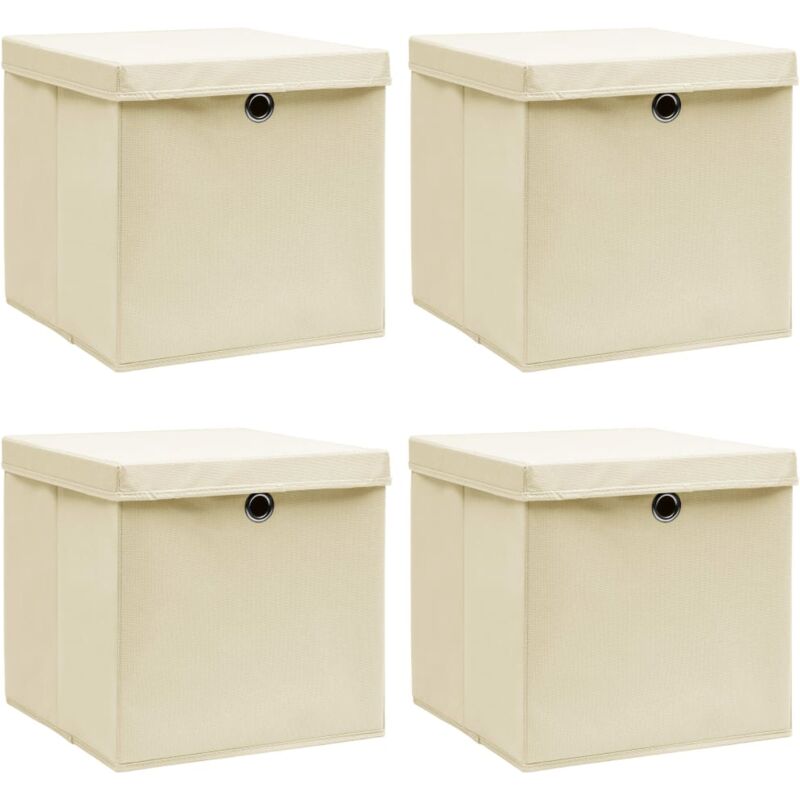 

Cajas de almacenaje con tapa 4 uds tela crema 32x32x32 cm - Crema - Vidaxl