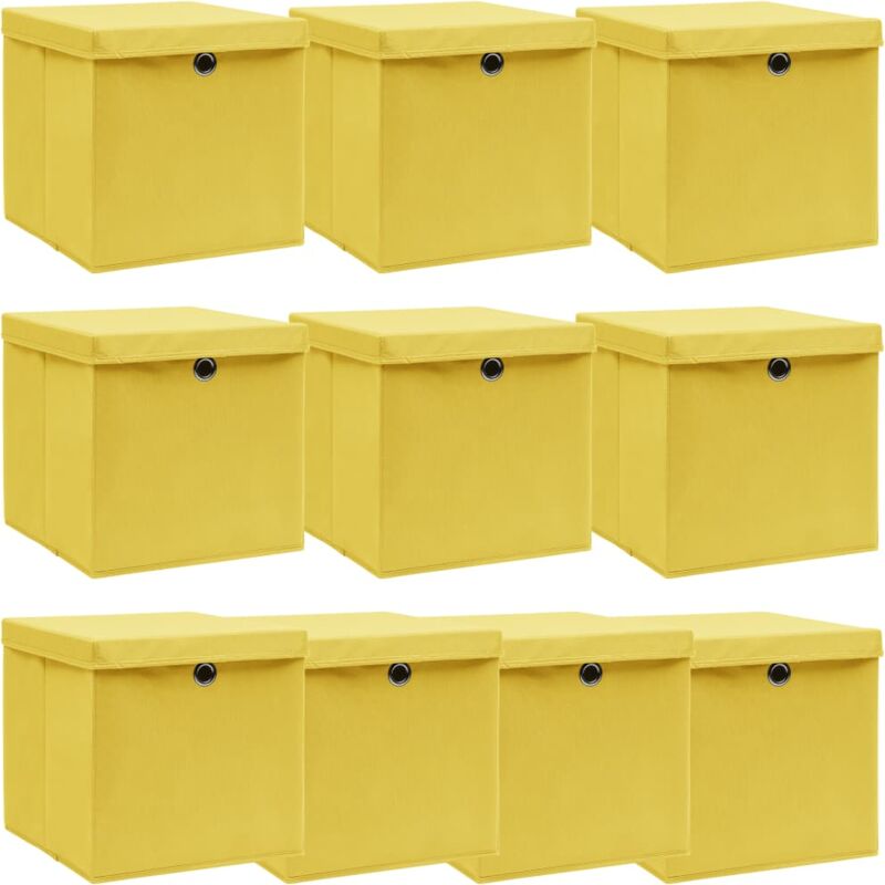 

Cajas de almacenaje con tapas 10 uds tela amarillo 32x32x32 cm - Amarillo - Vidaxl