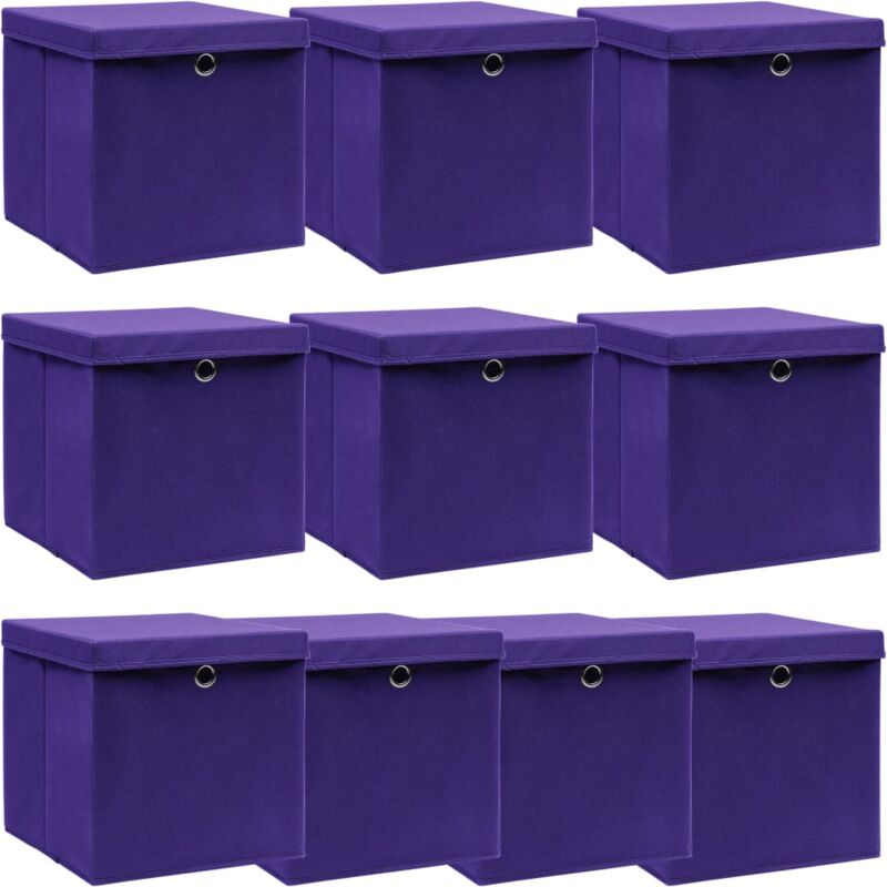 

Cajas de almacenaje con tapas 10 uds tela morado 32x32x32 cm - Púrpura - Vidaxl