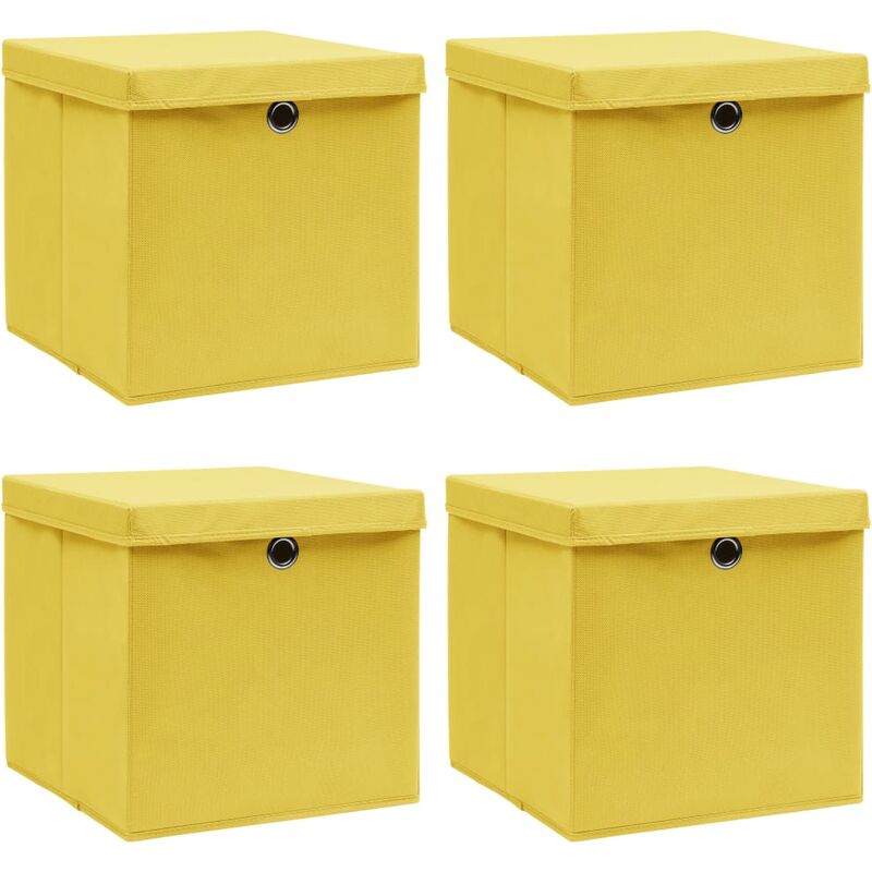 

Cajas de almacenaje con tapas 4 uds tela amarillo 32x32x32cm