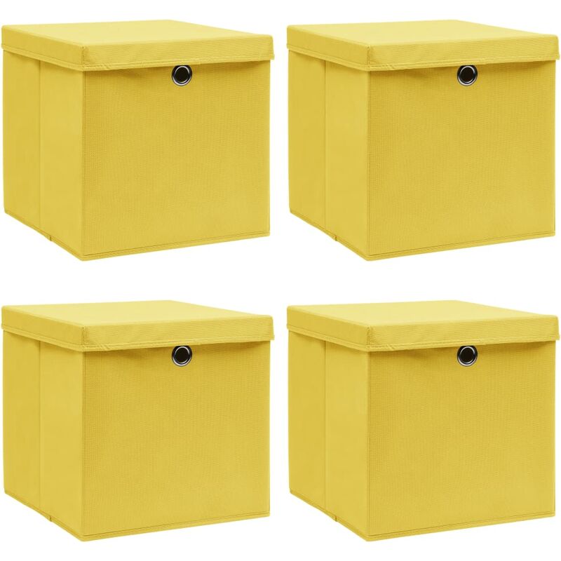 

Cajas de almacenaje con tapas 4 uds tela amarillo 32x32x32cm - Amarillo
