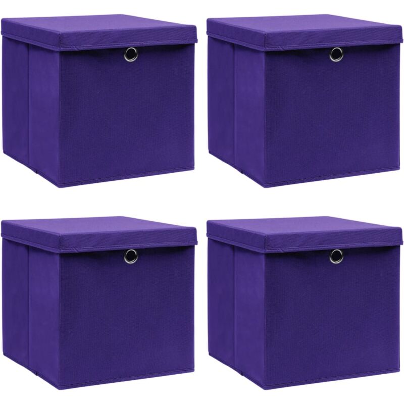 

Cajas de almacenaje con tapas 4 uds tela morado 32x32x32 cm - Púrpura - Vidaxl
