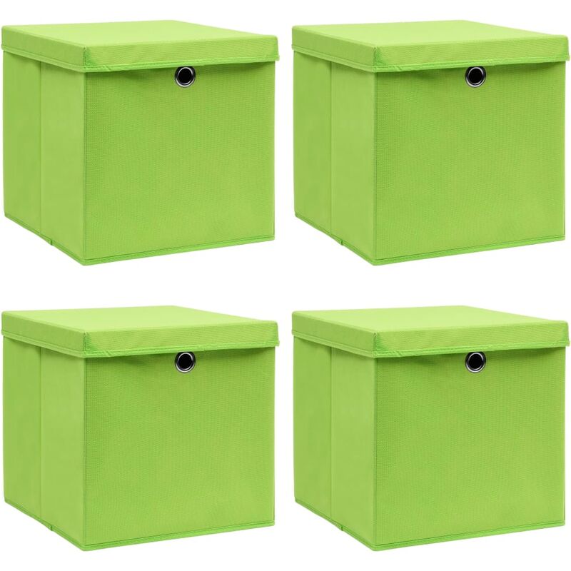 

Cajas de almacenaje con tapas 4 uds tela verde 32x32x32 cm