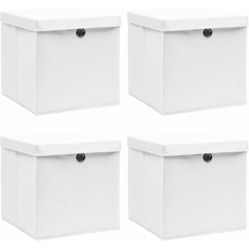 

Cajas de almacenaje con tapas 4 unidades tela blanco 32x32x32cm