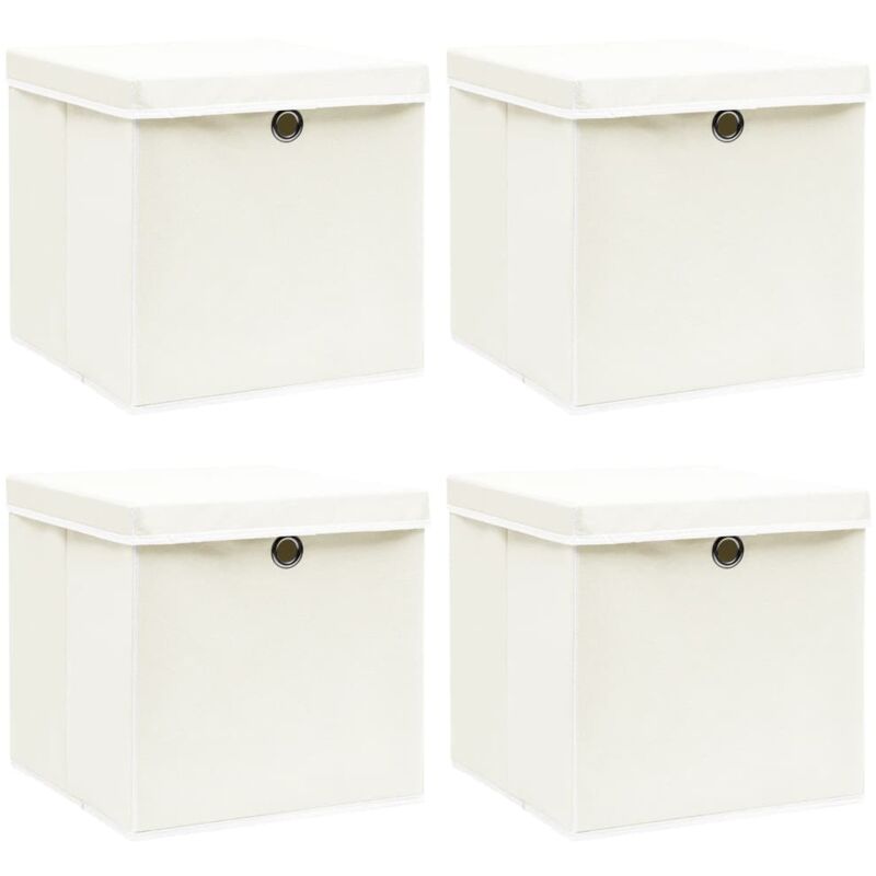 

Cajas de almacenaje con tapas 4 unidades tela blanco 32x32x32cm - Blanco - Vidaxl