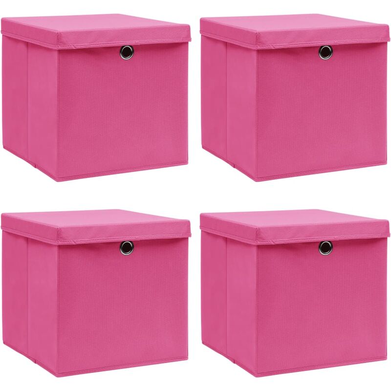 

Cajas de almacenaje con tapas 4 unidades tela rosa 32x32x32 cm - Rosa