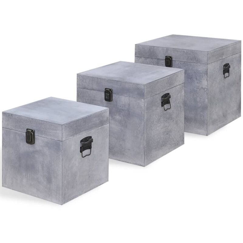 

vidaXL Cajas de almacenaje apariencia hormigón 3 unidades gris MDF - Gris