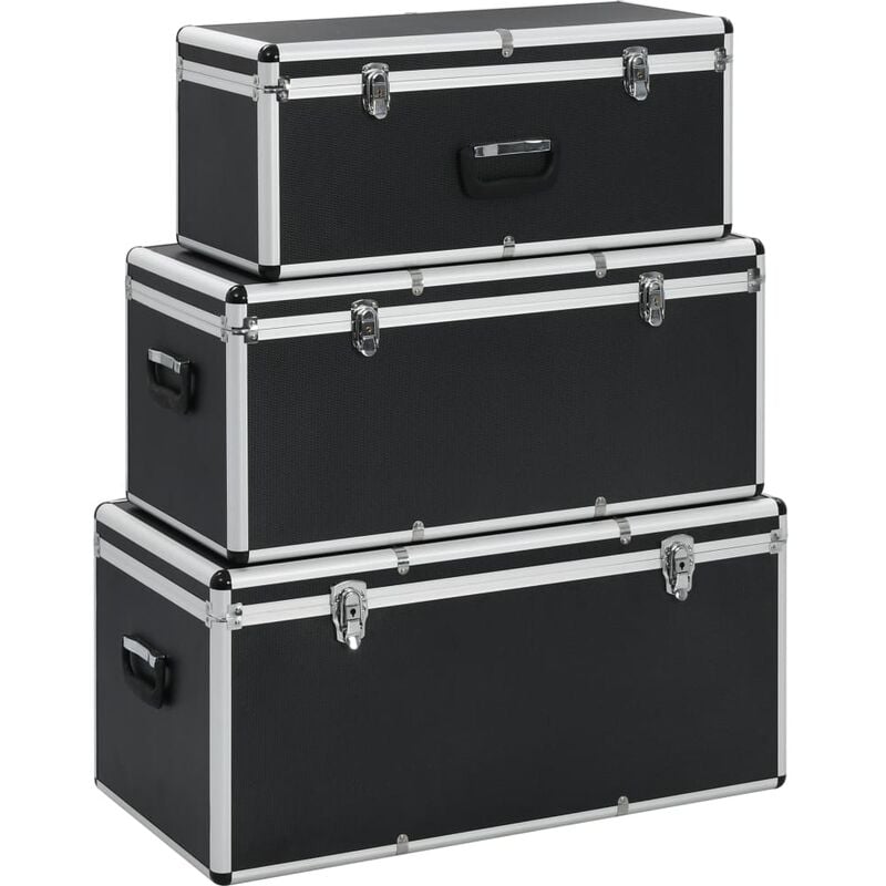 

Cajas de almacenamiento 3 unidades aluminio negro