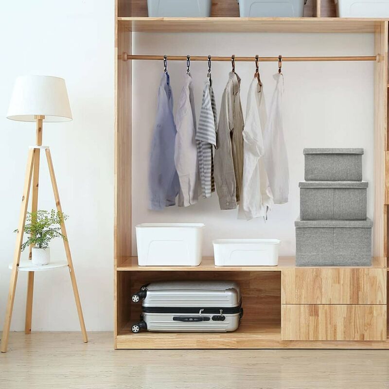 

Cajas de almacenamiento apilables 3 piezas tela gris