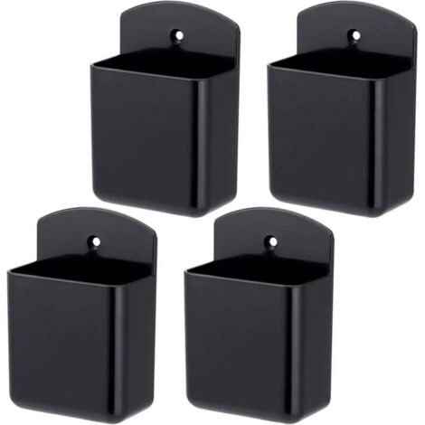 cajas de almacenamiento autoadhesivas, soportes autoadhesivos para control remoto, soporte de pared para control remoto, organizador de bolígrafos negros para pinceles y bolígrafos.