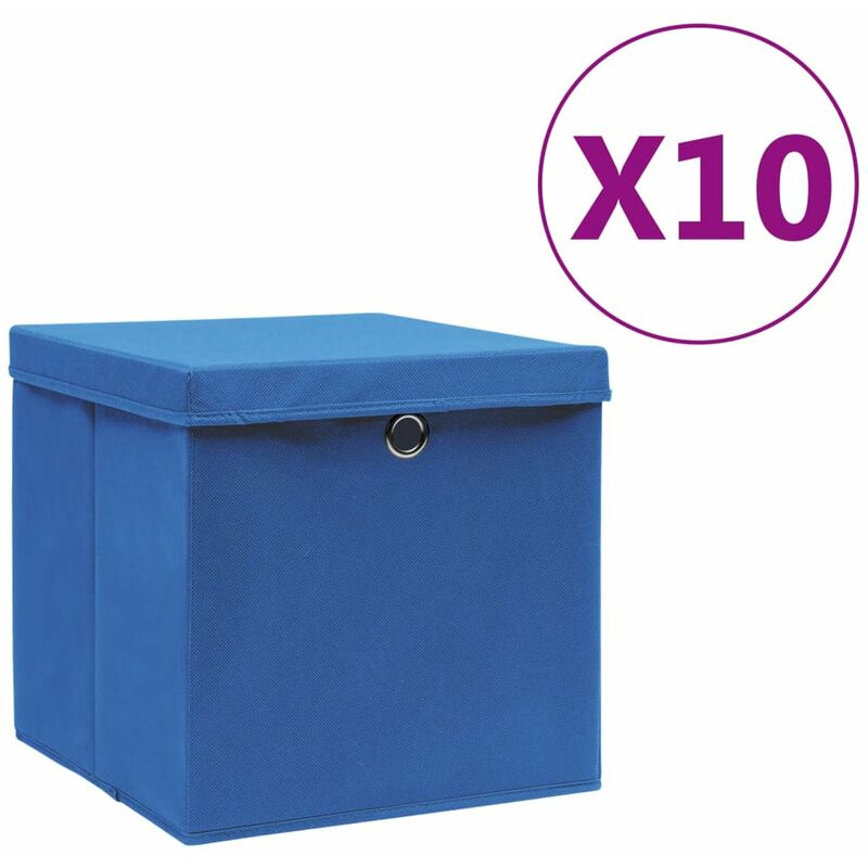 

Cajas de almacenamiento con tapas 10 uds 28x28x28 cm azul