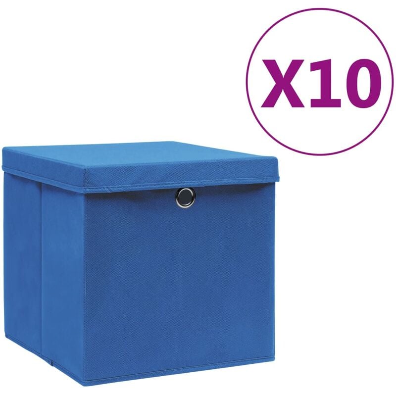 

Cajas de almacenamiento con tapas 10 uds 28x28x28 cm azul - Azul