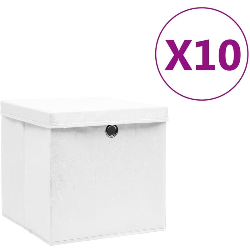 

Cajas de almacenamiento con tapas 10 uds 28x28x28 cm blanco