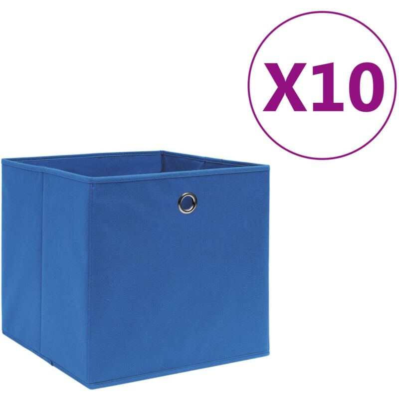 Cajas de almacenaje 10 uds tela no tejida azul 28x28x28 cm Vidaxl