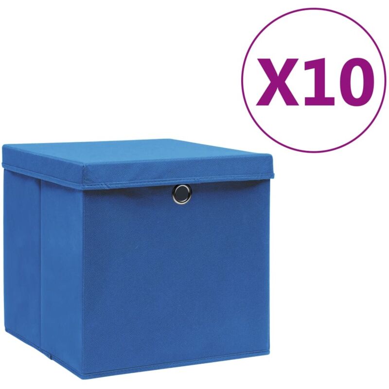 Cajas de almacenaje con tapas 10 uds azul 28x28x28 cm Vidaxl