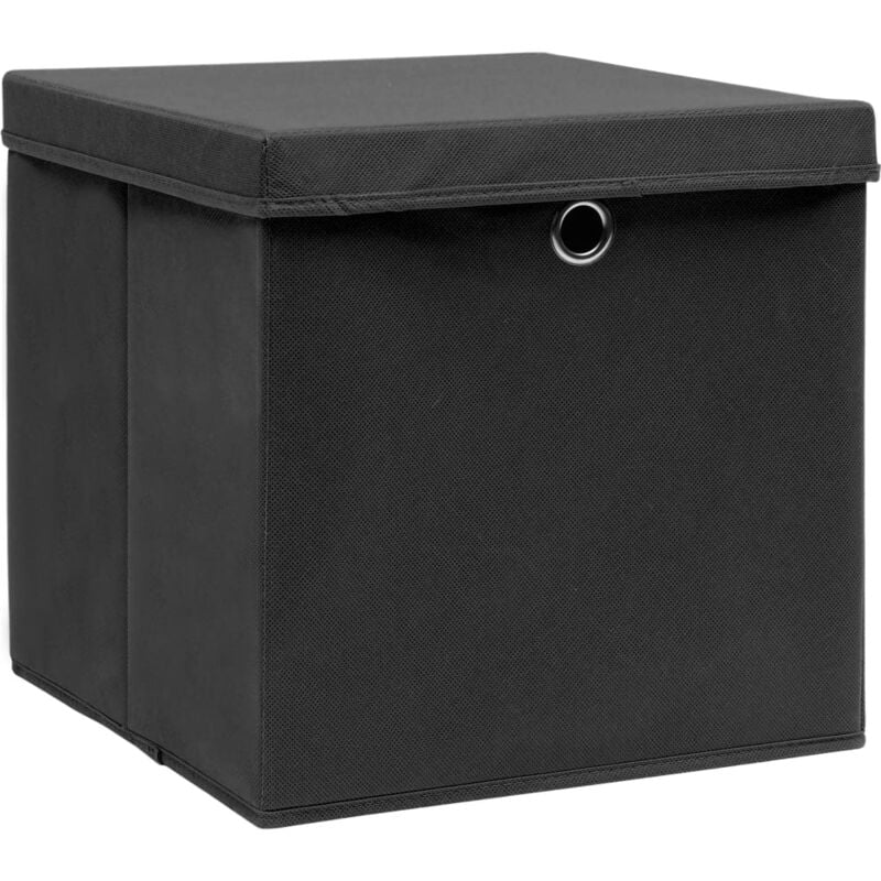 

vidaXL Cajas de almacenamiento con tapas 10 uds 28x28x28 cm negro - Negro