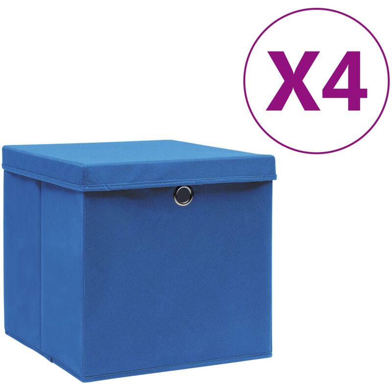 

Cajas de almacenamiento con tapas 4 uds 28x28x28 cm azul - Azul