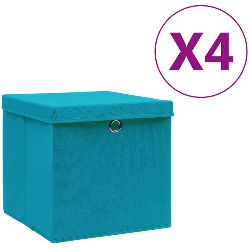 

Cajas de almacenamiento con tapas 4 uds 28x28x28 cm azul bebé
