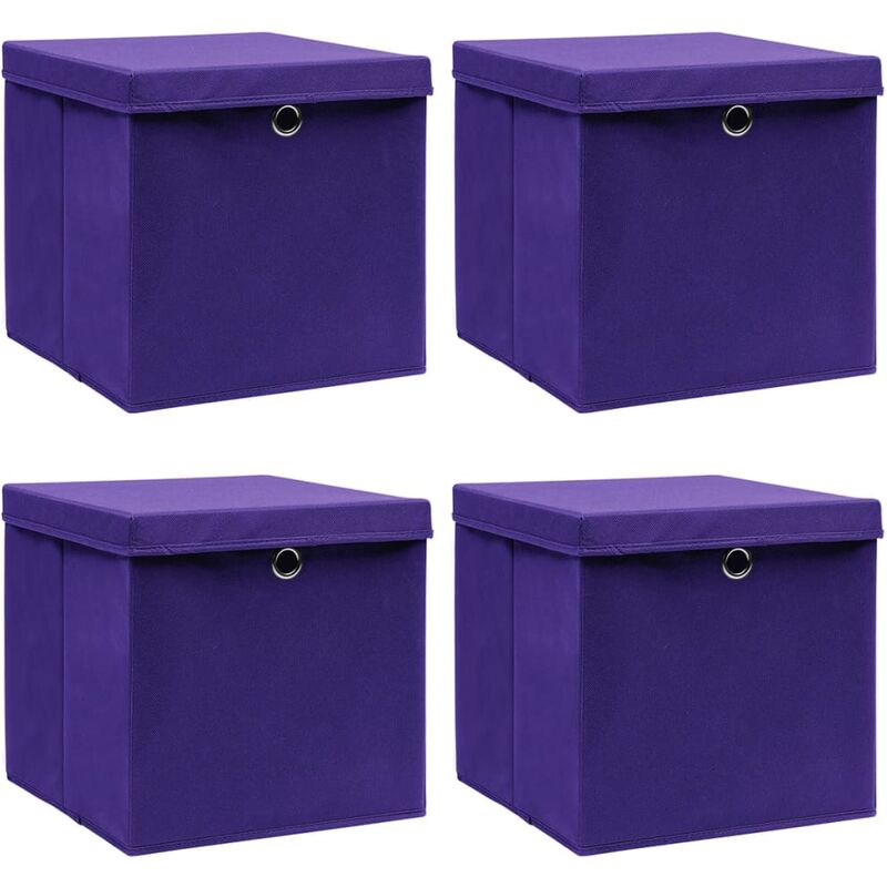 

Cajas de almacenamiento con tapas 4 uds 28x28x28 cm morado