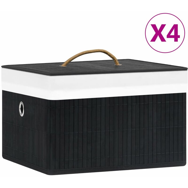 

Cajas de almacenamiento de bambú 4 unidades negro - Negro
