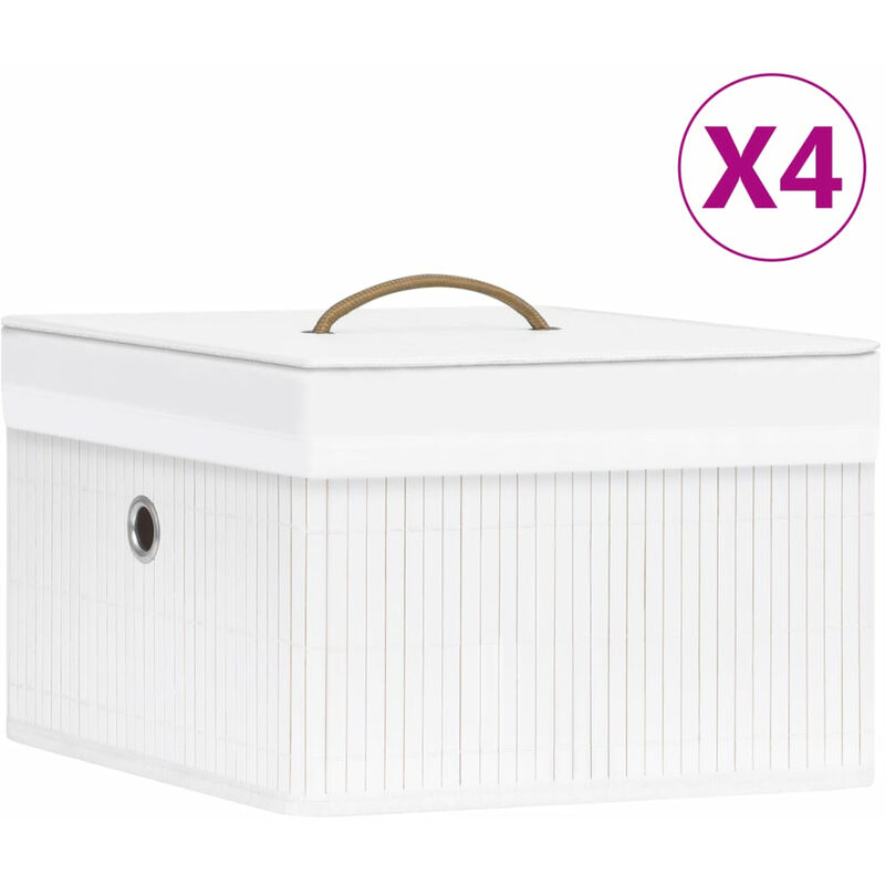 

Cajas de almacenamiento de bambu 4 unidades blanco