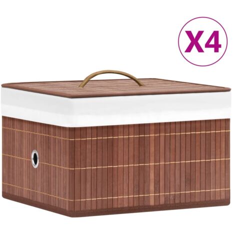 Cajas de almacenamiento de bambú 4 unidades marrón