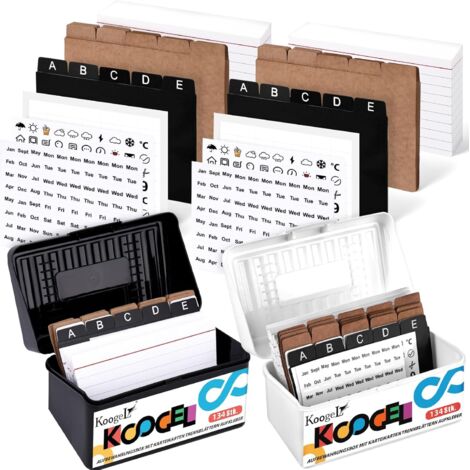 Cajas de almacenamiento Koogel (paquete de 2) y 200 tarjetas de índice