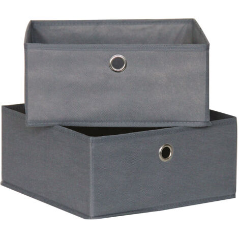 Cajas de almacenamiento Mondex Gris 28 x 28 x 13 cm (2 Unidades)