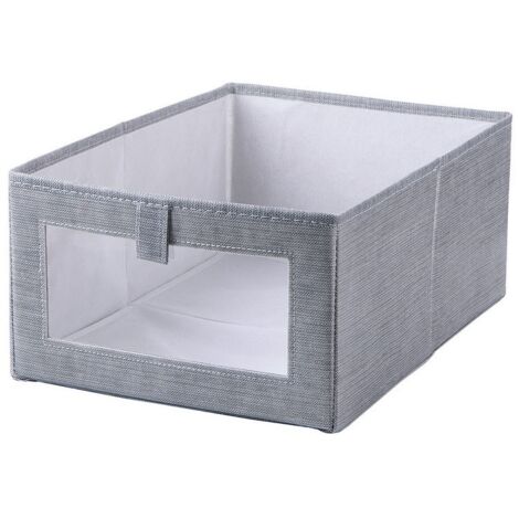 Cajas de almacenamiento plegables con ventana transparente, cesta de almacenamiento de cartón con asa para armario, vestidor, color gris.