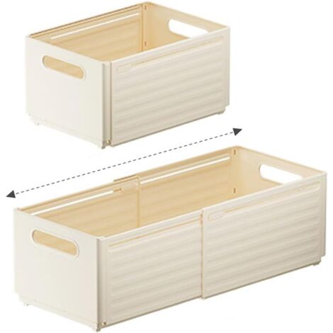 Cajas de almacenamiento plegables, paquete de 1 caja de plástico expandible para organización, ajustable de 28 a 48 cm, separadores de cajones para dormitorio, utensilios de cocina, herramientas, arma