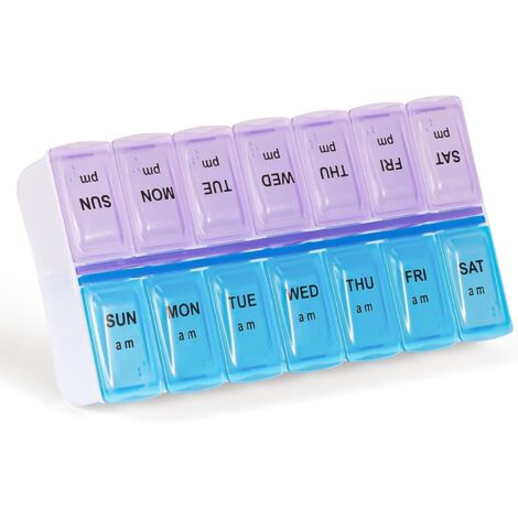 Cajas de almacenamiento portátiles para 7 días, mañana y tarde, 14 cajas en total.