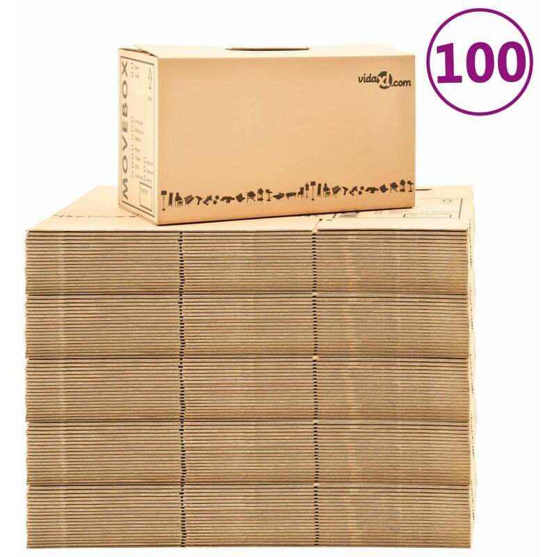 

Bh Design - Cajas de mudanza 100 unidades cartón XXL 60x33x34 cm
